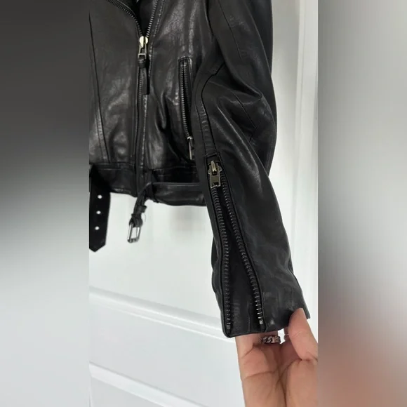 Mackage x Aritzia Black Leather Florica Biker Jacket - Picture 5 of 6